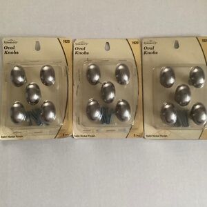 3 Packs Satin Nickel Oval Knobs 5 Per Pack plus hardware